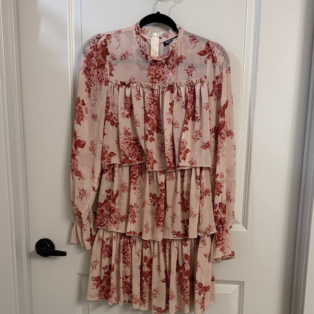 Nasty Gal Blush and Red Floral Dress